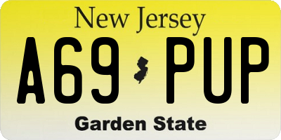 NJ license plate A69PUP