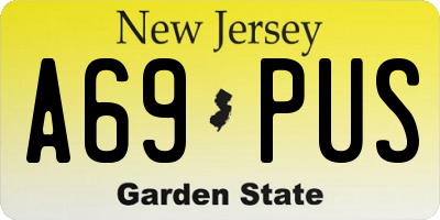 NJ license plate A69PUS