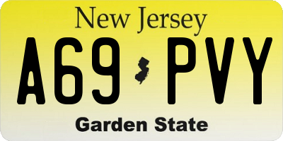 NJ license plate A69PVY