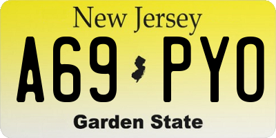 NJ license plate A69PYO