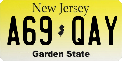 NJ license plate A69QAY
