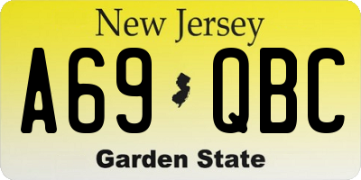 NJ license plate A69QBC