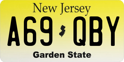 NJ license plate A69QBY