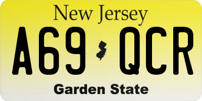 NJ license plate A69QCR