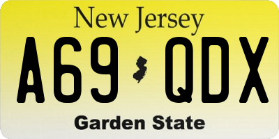 NJ license plate A69QDX