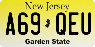 NJ license plate A69QEU