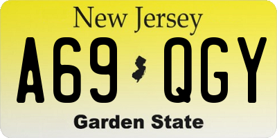 NJ license plate A69QGY
