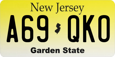 NJ license plate A69QKO