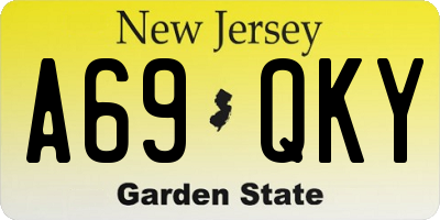 NJ license plate A69QKY