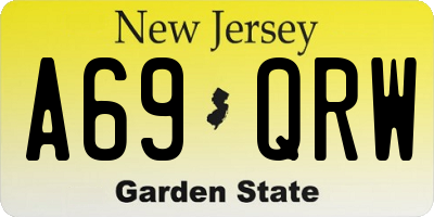 NJ license plate A69QRW