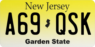 NJ license plate A69QSK