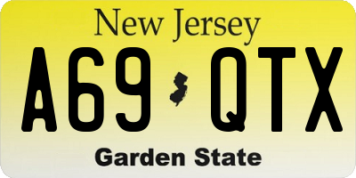 NJ license plate A69QTX