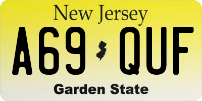 NJ license plate A69QUF