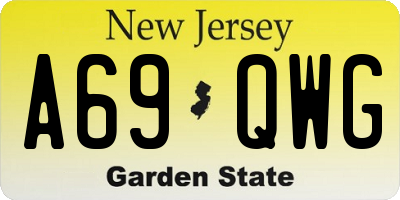 NJ license plate A69QWG