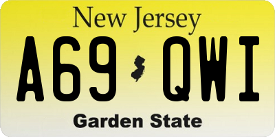NJ license plate A69QWI