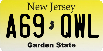 NJ license plate A69QWL