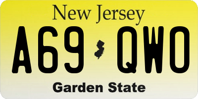 NJ license plate A69QWO