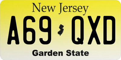 NJ license plate A69QXD