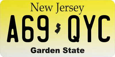 NJ license plate A69QYC