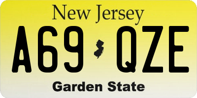 NJ license plate A69QZE