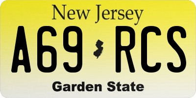 NJ license plate A69RCS