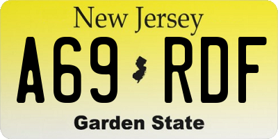 NJ license plate A69RDF