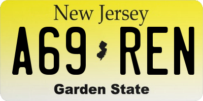 NJ license plate A69REN