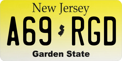 NJ license plate A69RGD