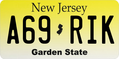 NJ license plate A69RIK
