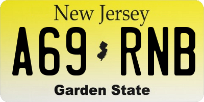 NJ license plate A69RNB