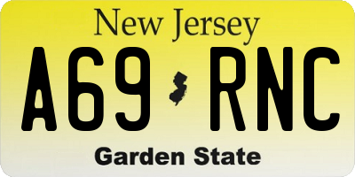 NJ license plate A69RNC