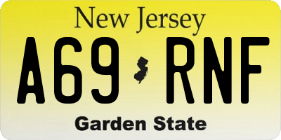 NJ license plate A69RNF