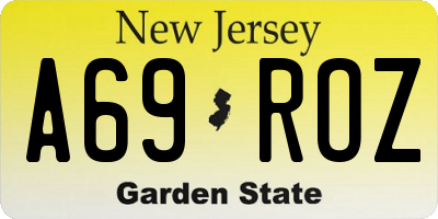 NJ license plate A69ROZ