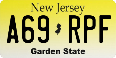 NJ license plate A69RPF