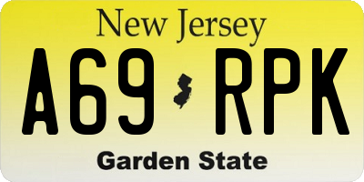 NJ license plate A69RPK