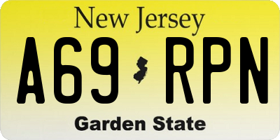 NJ license plate A69RPN