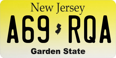 NJ license plate A69RQA
