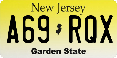 NJ license plate A69RQX