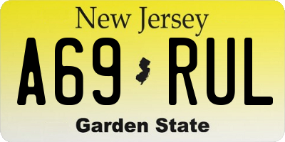 NJ license plate A69RUL