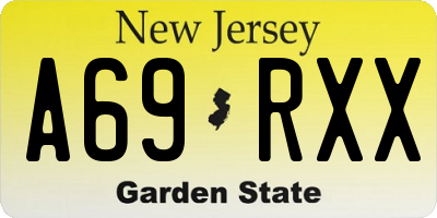 NJ license plate A69RXX
