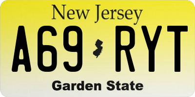 NJ license plate A69RYT
