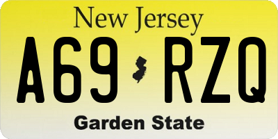 NJ license plate A69RZQ