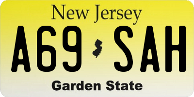 NJ license plate A69SAH