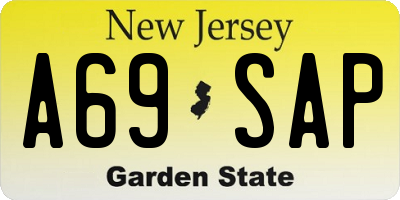 NJ license plate A69SAP