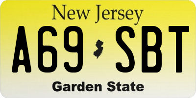 NJ license plate A69SBT
