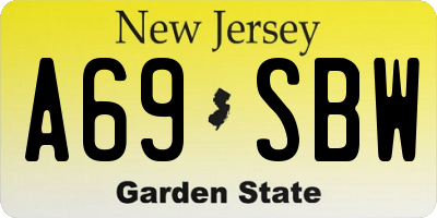 NJ license plate A69SBW