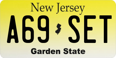 NJ license plate A69SET