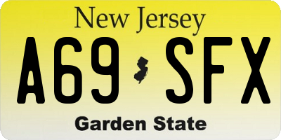 NJ license plate A69SFX