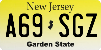 NJ license plate A69SGZ