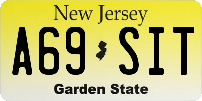 NJ license plate A69SIT